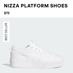 ADIDAS  NIZZA PLATFORM W WHITE/WHITE SZ 9.5 EUC w/box